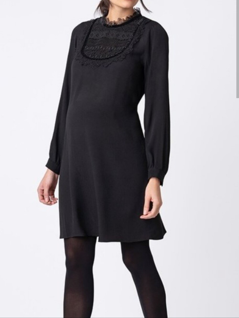 Seraphine Maternity Lace Bib Dress Black Size 10